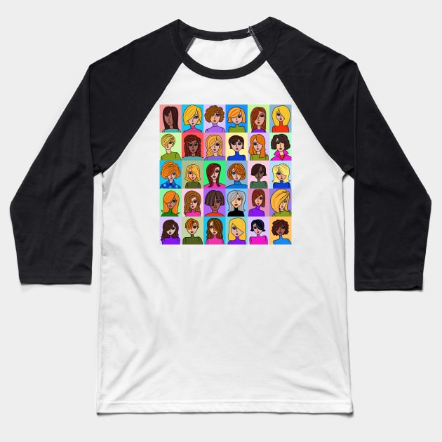 Faces of Women Baseball T-Shirt by loeye